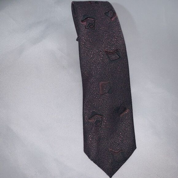 Men’s Vintage Paco Rabanne Luxury Neck Tie Burgundy Silk Italy Patterned - Picture 3 of 9
